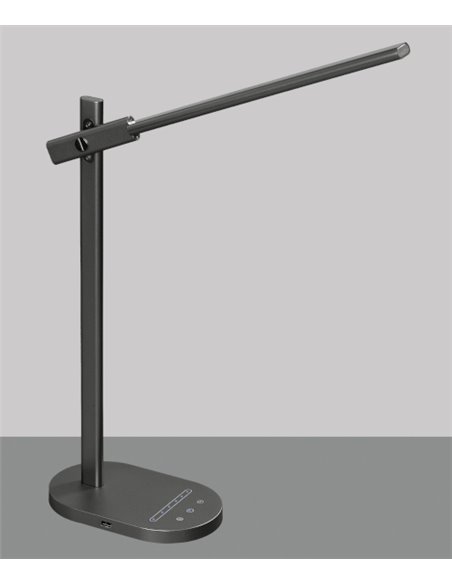 Laysan black desk lamp - ACB - Dimmable light temperature and intensity, Timer, USB charger, Touch button