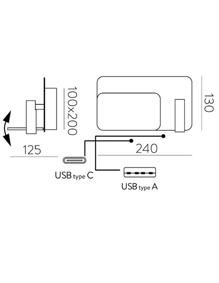 Laika wall light - ACB - Right, Reading lamp, White, LED 3000K