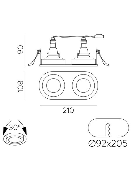 Musca recessed light - ACB - White aluminium, 2xGU10