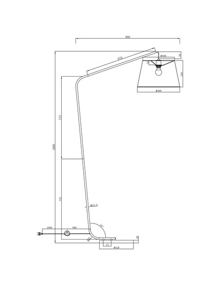 Talbot floor lamp - AJP - Arc lamp with fabric lampshade