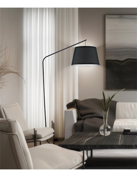 Talbot floor lamp - AJP - Arc lamp with fabric lampshade