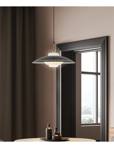 Lecarbu pendant light - AJP - Black glass and brass lampshade