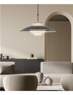 Lecarbu pendant light - AJP - Black glass and brass lampshade