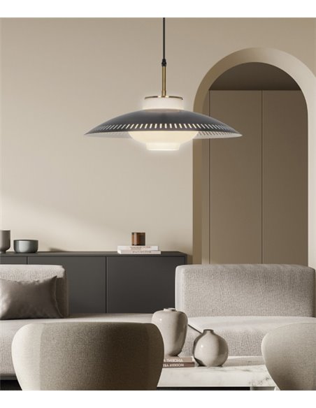 Lecarbu pendant light - AJP - Black glass and brass lampshade