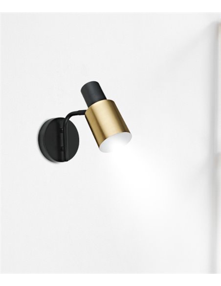 Maena wall sconce - AJP - Adjustable reading light, black and brass finish