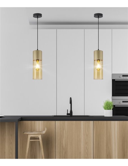 Derek ceiling pendant light - AJP - Tubular glass lamp in 2 colors