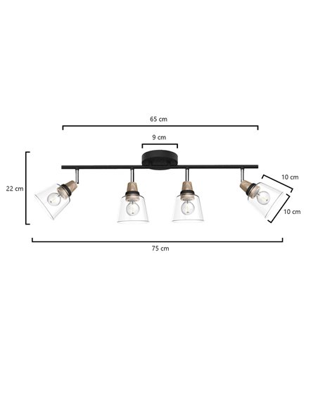 Indigo ceiling light strip - AJP - Modern design with 4 adjustable spotlights