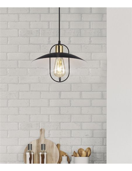 Telmo ceiling pendant light - AJP - Black and gold industrial lamp