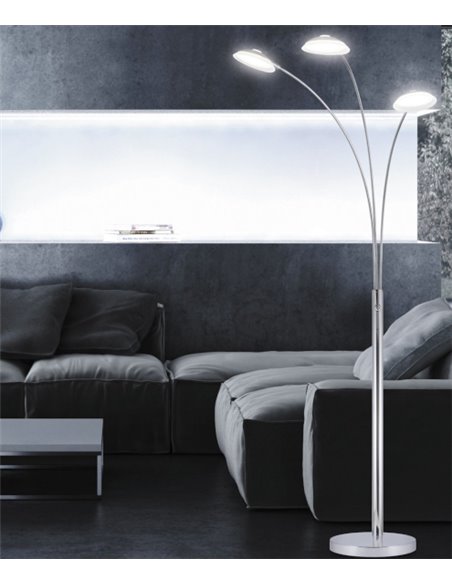 Draco floor lamp - AJP - Modern design in chrome finish, 3 LED lights