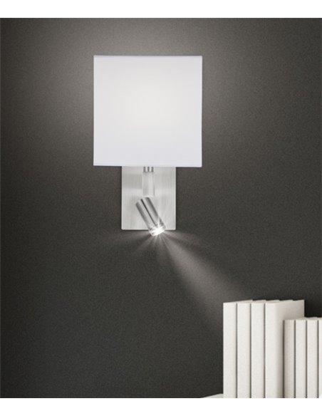 Siri wall light - AJP - Wall lamp with reader, white fabric lampshade