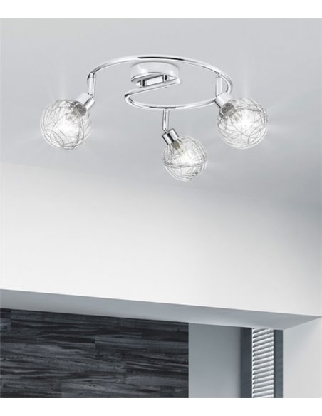 Rolo ceiling light - AJP - Metal and glass chandelier, 3 lights