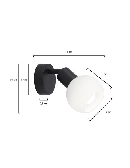 Opal wall spotlight - AJP - Adjustable lamp with glass lampshade