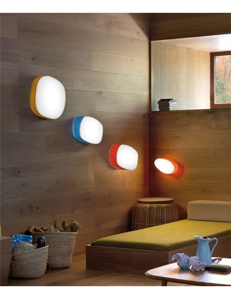 Aplique de pared de madera natural en 11 colores y 3 tamaños regulable Led - Guijarro - LZF