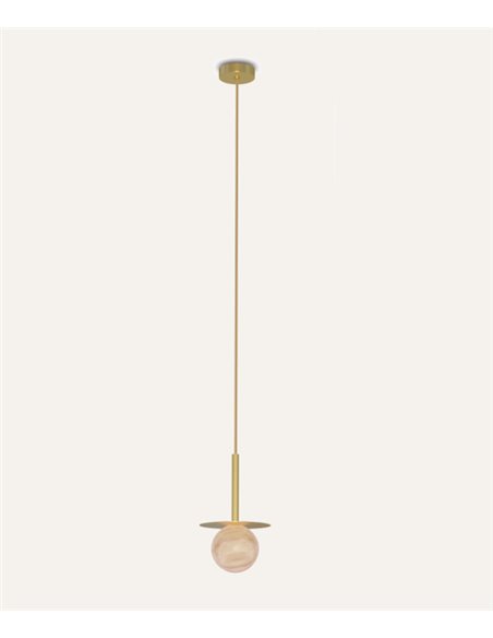 Royal Disc pendant light - Robin - Decorative lamp with spherical alabaster lampshade