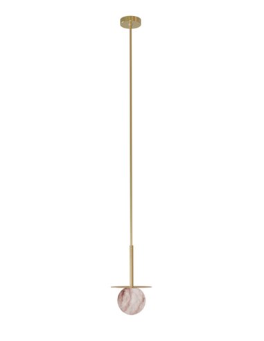 Royal Disc pendant light - Robin - Decorative lamp with spherical alabaster lampshade