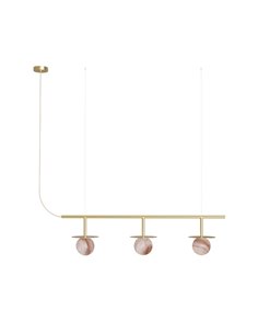 Royal Linear 3 pendant light - Robin - Golden linear lamp, 3 alabaster lampshades 2