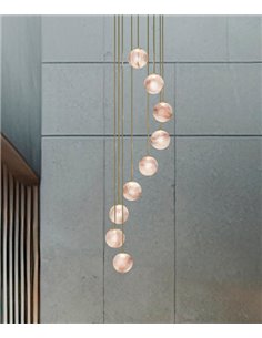 Royal Spiral pendant light - Robin - Decorative minimalist design, 9 alabaster lights