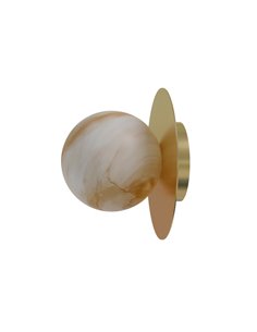 Royal Disc wall light - Robin - Spherical alabaster lampshade, golden design 2