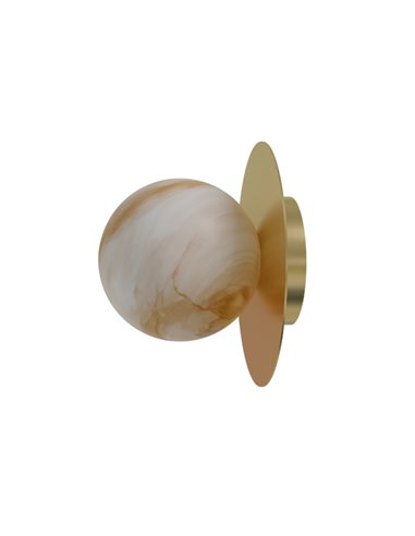 Royal Disc wall light - Robin - Spherical alabaster lampshade, golden design