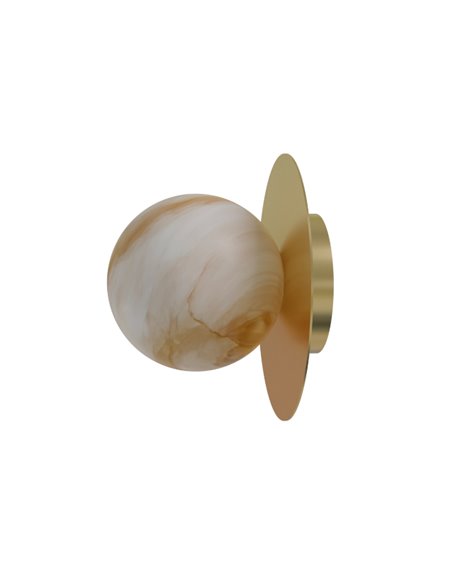 Royal Disc wall light - Robin - Spherical alabaster lampshade, golden design