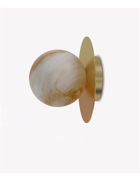 Royal Disc wall light - Robin - Spherical alabaster lampshade, golden design