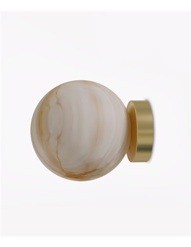 Royal Simple wall light - Robin - Minimalist gold design, round alabaster shade