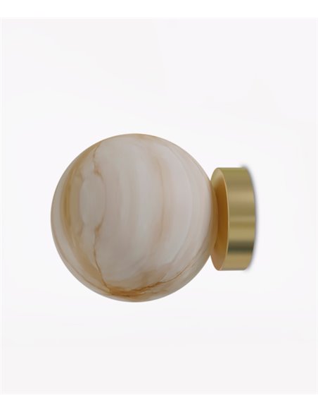 Royal Simple wall light - Robin - Minimalist gold design, round alabaster shade