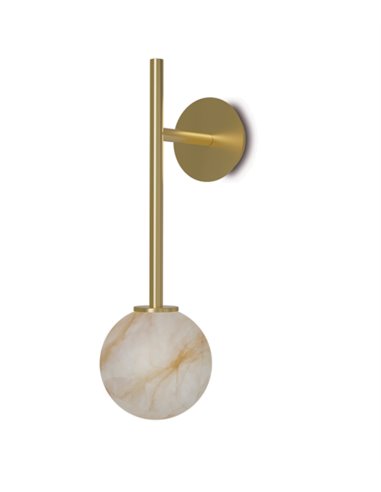 Royal Arm wall light - Robin - Golden wall light, alabaster shade