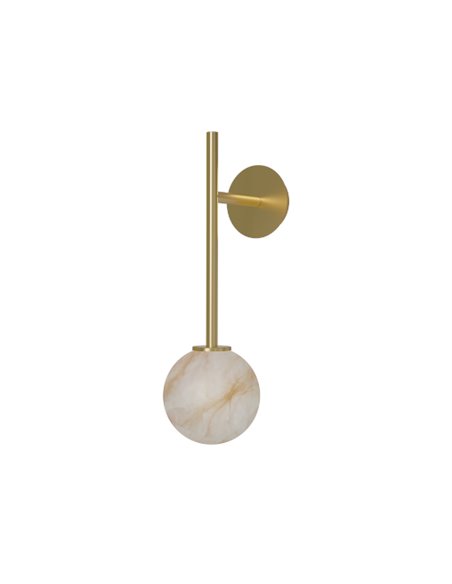 Royal Arm wall light - Robin - Golden wall light, alabaster shade