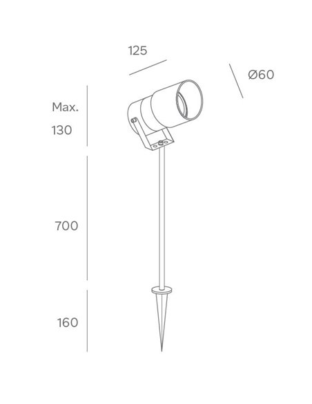 Ousia outdoor floodlight - FORLIGHT - Lamp with black spike, IP65