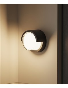 Creu outdoor wall light - FORLIGHT - Round black LED dimmable lamp