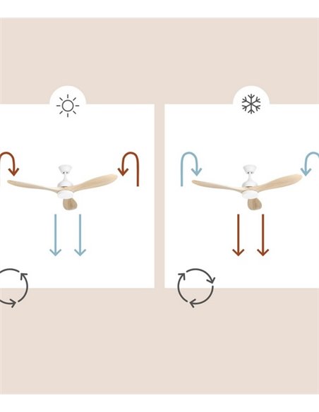 Calar ceiling fan with light - FORLIGHT - Wooden blades, LED dimmable