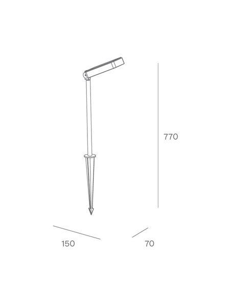 Pious outdoor floodlight - FORLIGHT - LED lamp with stake, height: 77 cm