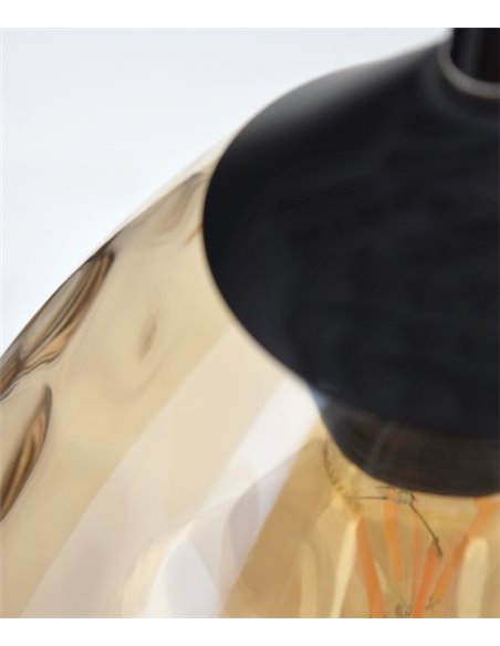 Daiki pendant light - IDP Lampshades - Linear lamp with 3 amber glass lampshades Daiki pendant light - IDP Lampshades - Linear lamp with 3 amber glass lampshades