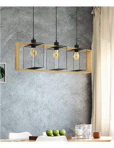 Raffaela pendant light - IDP Lampshades - Linear pendant light with 3 lights
