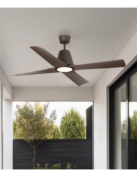 Ventilador de techo para exterior e interior en 3 acabados / 6 velocidades / con o sin luz – Typhoon – Faro
