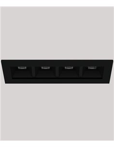 Dark recessed light - Onok - Black horizontal design, 4 LED lights
