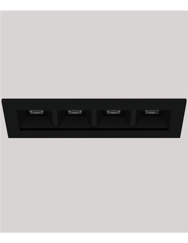 Dark recessed light - Onok - Black horizontal design, 4 LED lights