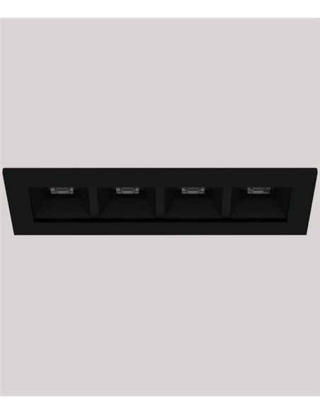 Dark recessed light - Onok - Black horizontal design, 4 LED lights