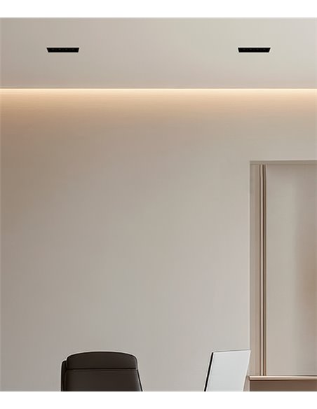 Dark recessed light - Onok - Black horizontal design, 4 LED lights