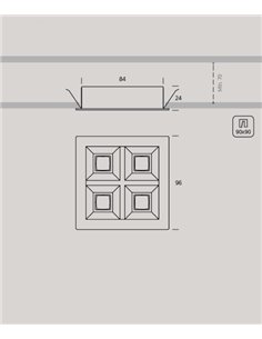 Dark recessed spotlight - Onok - Square black design, 4 LED lights 2