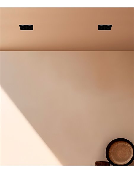Dark recessed light - Onok - Black frameless design, 4 LED spots