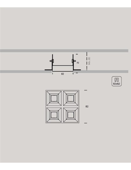Dark recessed light - Onok - Black frameless design, 4 LED spots