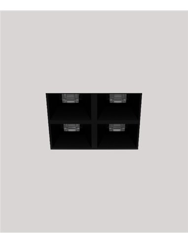 Dark recessed light - Onok - Black frameless design, 4 LED spots