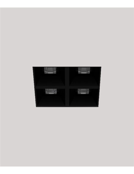 Dark recessed light - Onok - Black frameless design, 4 LED spots