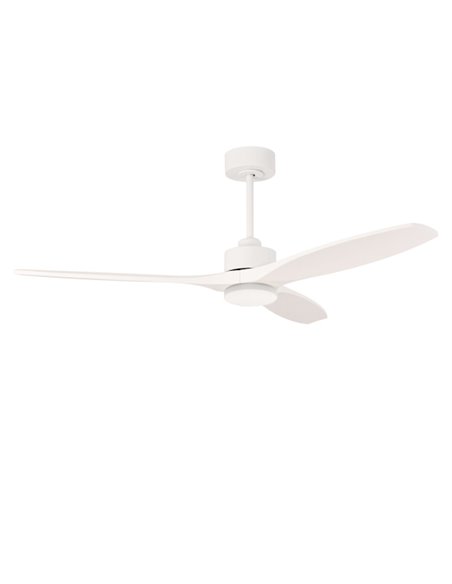 Stem Evo ceiling fan with light - FORLIGHT - Wooden DC fan in white, dimmable LED