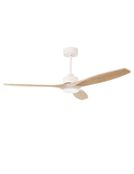 Stem Evo ceiling fan with light - FORLIGHT - LED fan with beige wooden blades