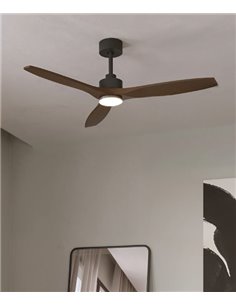 Stem Evo ceiling fan with light - FORLIGHT - Dark wood blades, DC fan
