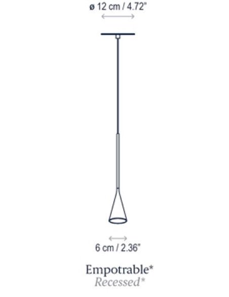 Skybell Plus recessed pendant light - Bover - Minimalist adjustable lamp in black ebony