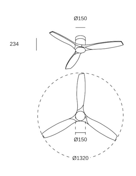 Stem Evo ceiling fan - FORLIGHT - Black wooden blades, LED dimmable